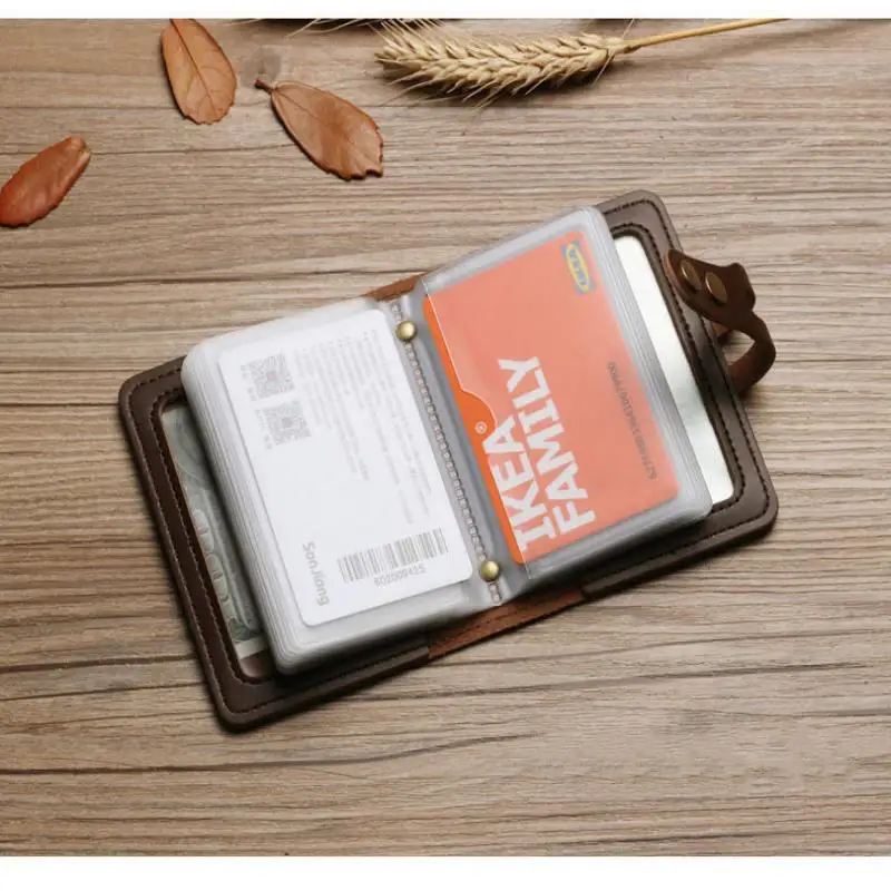 بو الجلود الرجال 30 بت بطاقة حالة حامل بطاقة الأعمال جواز سفر الائتمان بطاقة حقيبة معرف جواز السفر بطاقة المحفظة #5