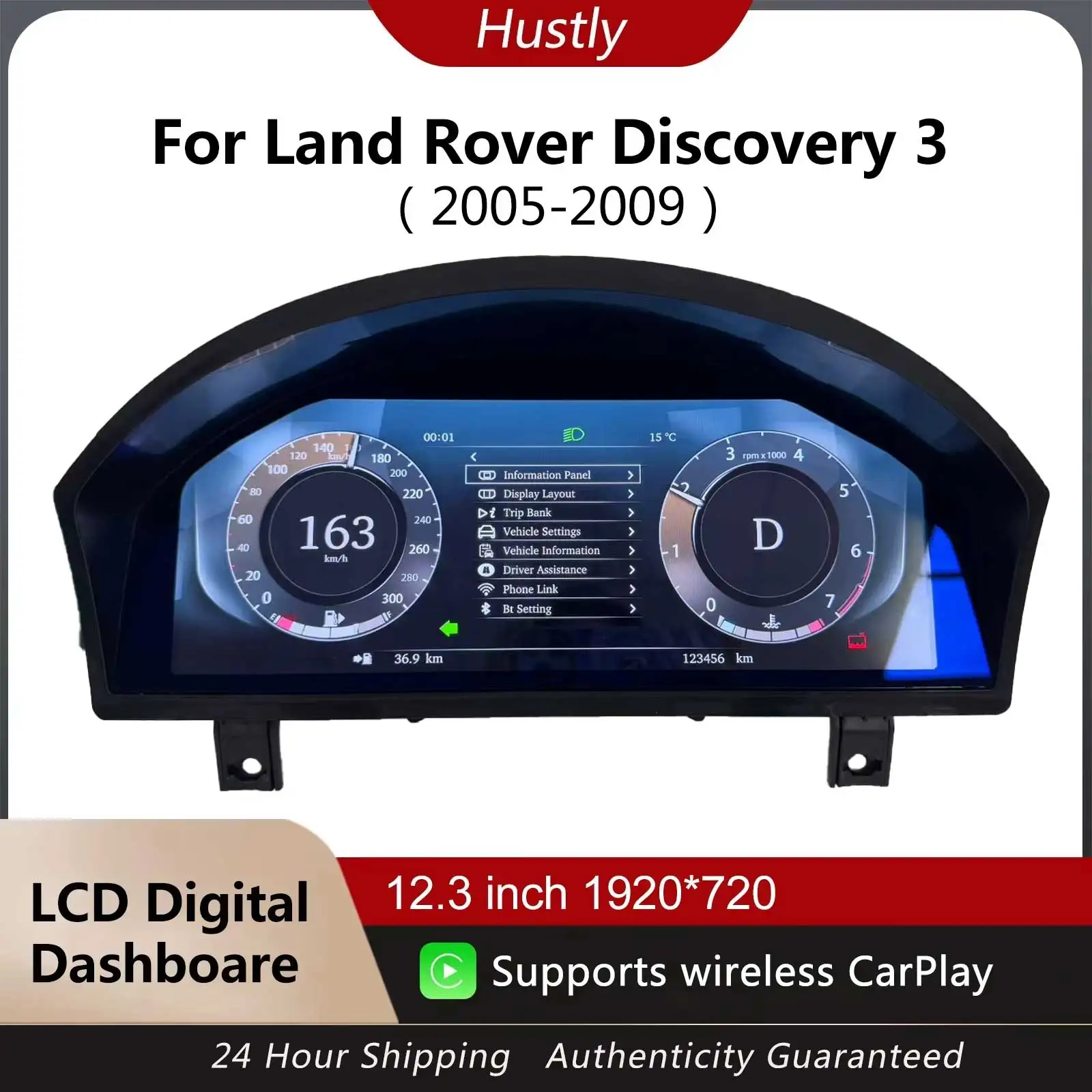 

12,3-дюймовый цифровой приборный кластер для Land Rover Discovery 3/Range Rover Sport 2005-2009, спидометр iOS CarPlay