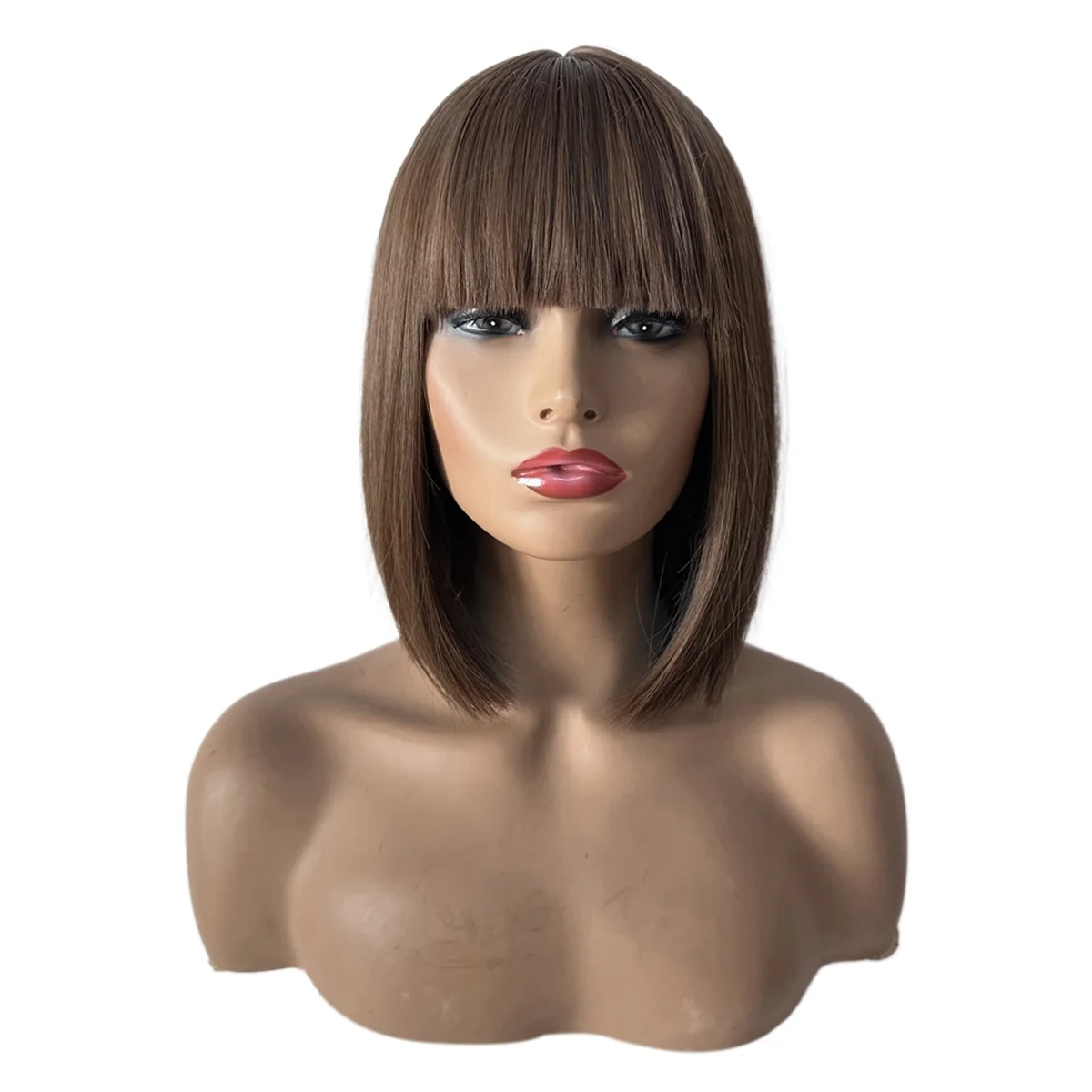 ONCE  Synthetic Wig Elegant Wig Net Blue Brown Short Hair Wig Covering