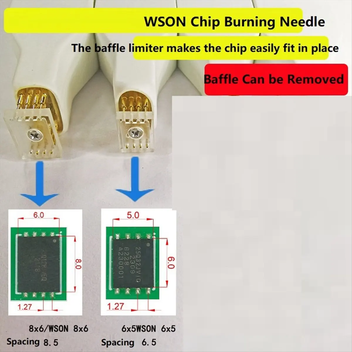 【Home-Accessories】1Pcs Wson Chip Download Burn Write Probe Spring Needle Flash Eeprom Chip Burner Cable Vsonwson 8x6mm 8.5mm