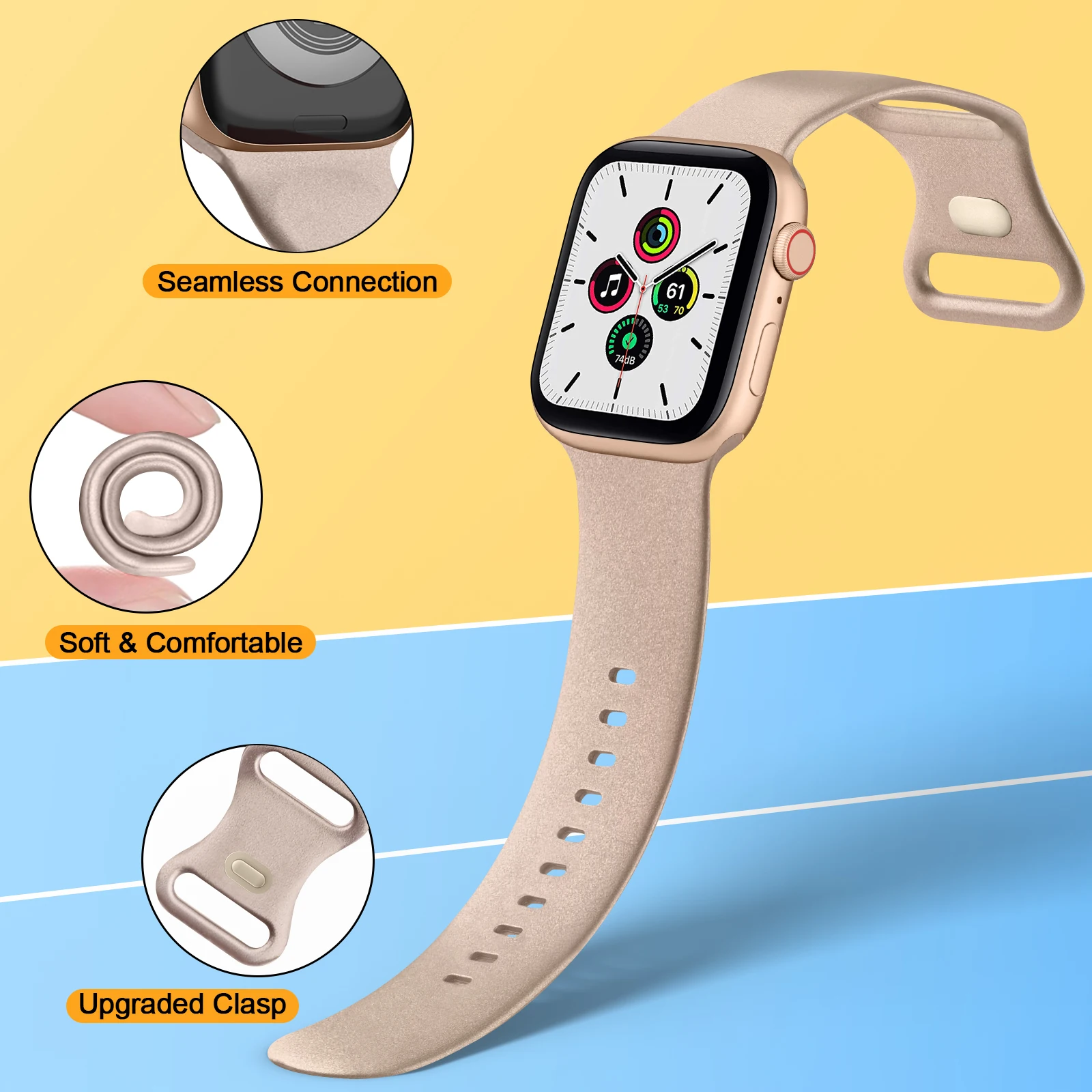 Soft TPU Band For Apple Watch Ultra 49mm 8 7 41mm 45mm Strap Bling Wristband For iWatch 6 5 4 3 2 1 SE 38mm 42mm 40mm 44mm Band