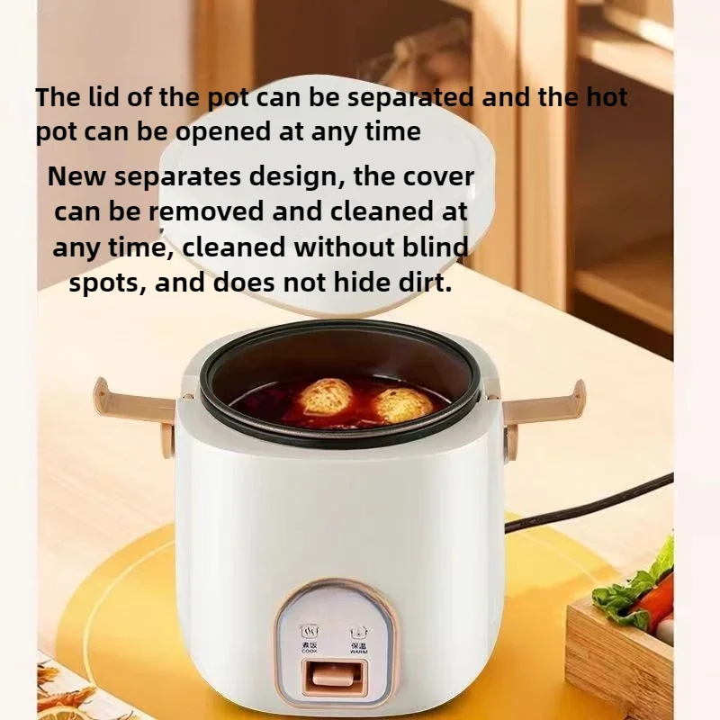 220V Mini Rice Cooker Old-fashioned Household Small Rice Cooker 1.2L Liter Steamable Rice Pot for 1 Person 360° Surround Heating