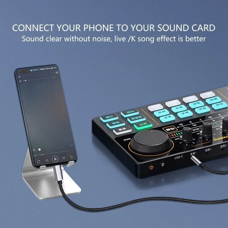  Braided Type C Headphone Adapter With Automatic Device Recognition For Simultaneous Charging And Auditory Playbacks