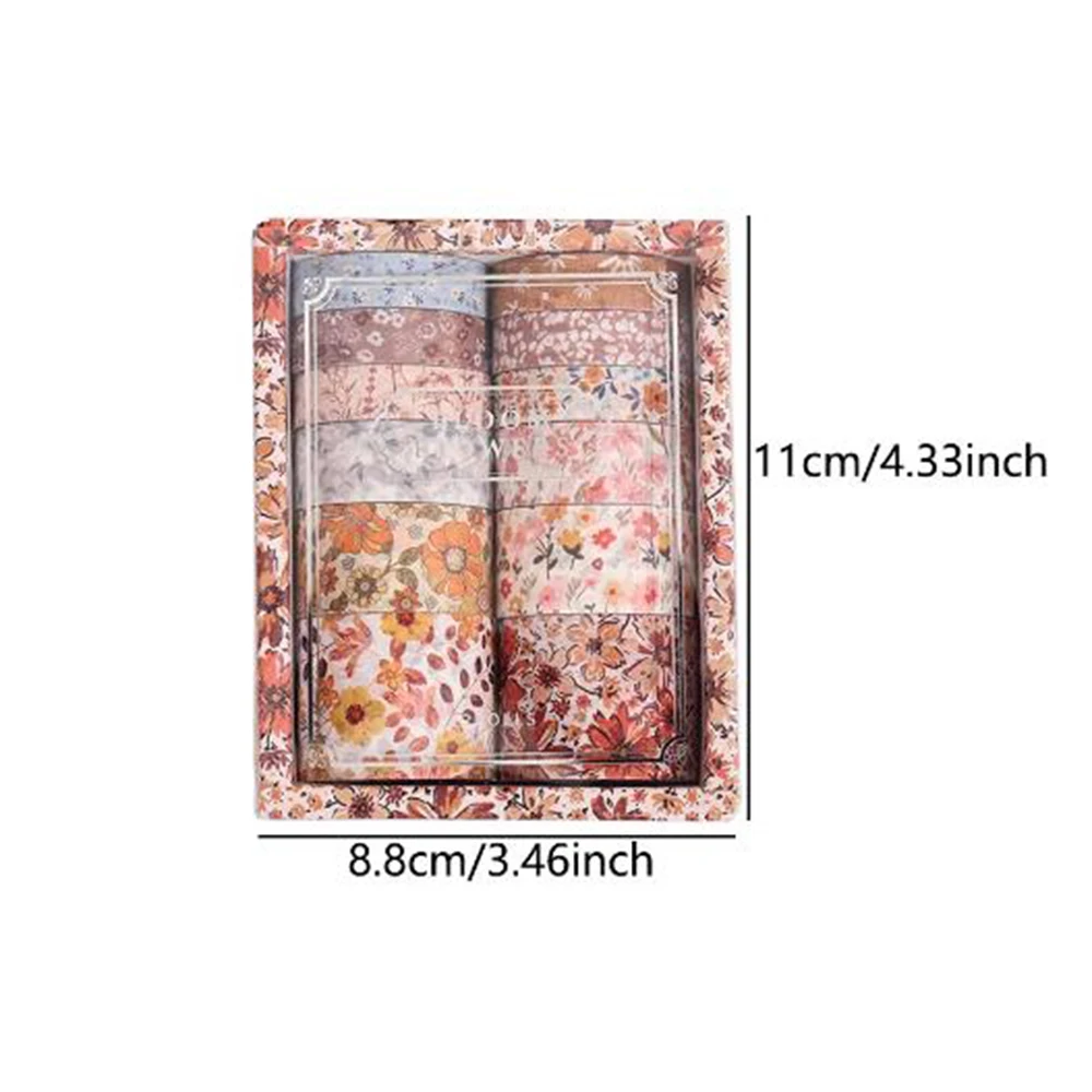 12 Rolls Vintage Floral Tape Set DIY Colored Decorative Masking Tape Notebook Diary Journaling Wrapping Supplies Random Color