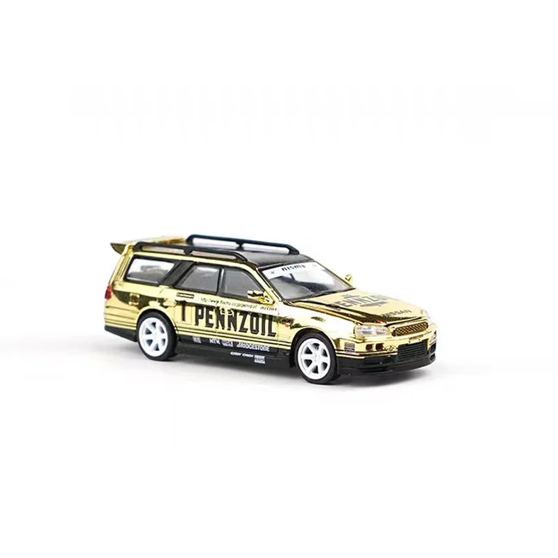 POPRACE 1:64 Model Car Stagea Alloy Die-Cast Vehicle -GOLD CHROME Collection