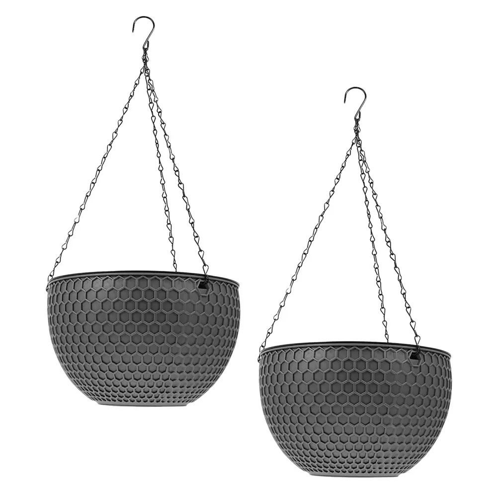 

2pcs Hanging Basket Flower Pot Round Plastic Planter for Succulents Small Plants Decoration Wall Mounted Plant