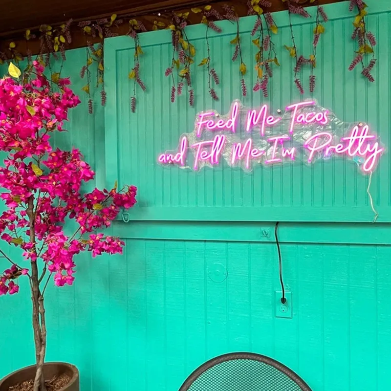 Feed Me Tacos and Tell Me i'm Pretty Neon Sign, Custom Neon LED Sign Wall Decor, Restaurant Neon Art Sign