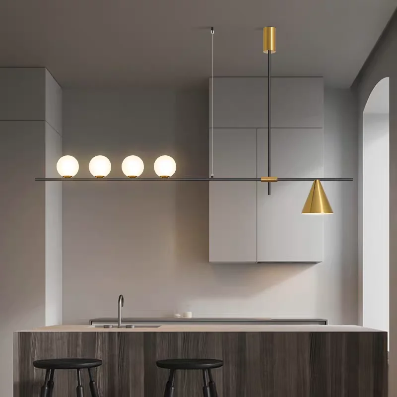 Nordic Long Strip Magic Bean Pendant Light Luxury Minimalist Restaurant Chandelier Creative Study Living Room Decor Lighting