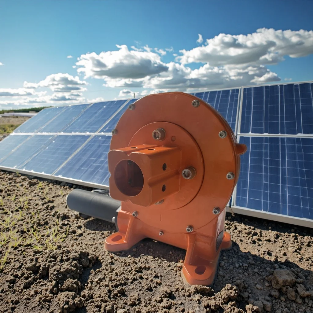 Vertikales PV-Modul Sun Tracker mit Schneckengetriebe-Untersetzungsmotor-Schwenkarrangement VH9-61S110-RC-24H15300-REV.A