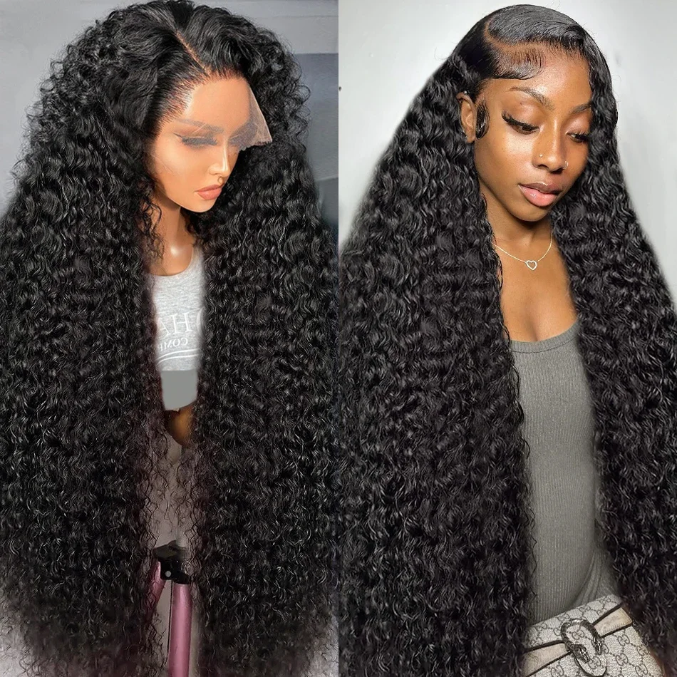 250% Deep Wave 13x4 13x6 Transparent Lace Front Human Hair 30 38 Inches Curly Lace Frontal Wig Brazilian Remy 5x5 Closure Wigs