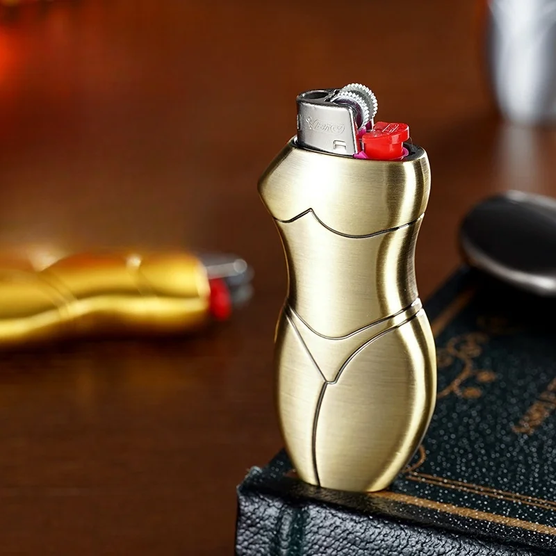 Creative Humanoid Safe Explosion proof Lighter Shell Metal Beauty Line Outdoor Portable Funny Lighters Smoking Gifts For Girl