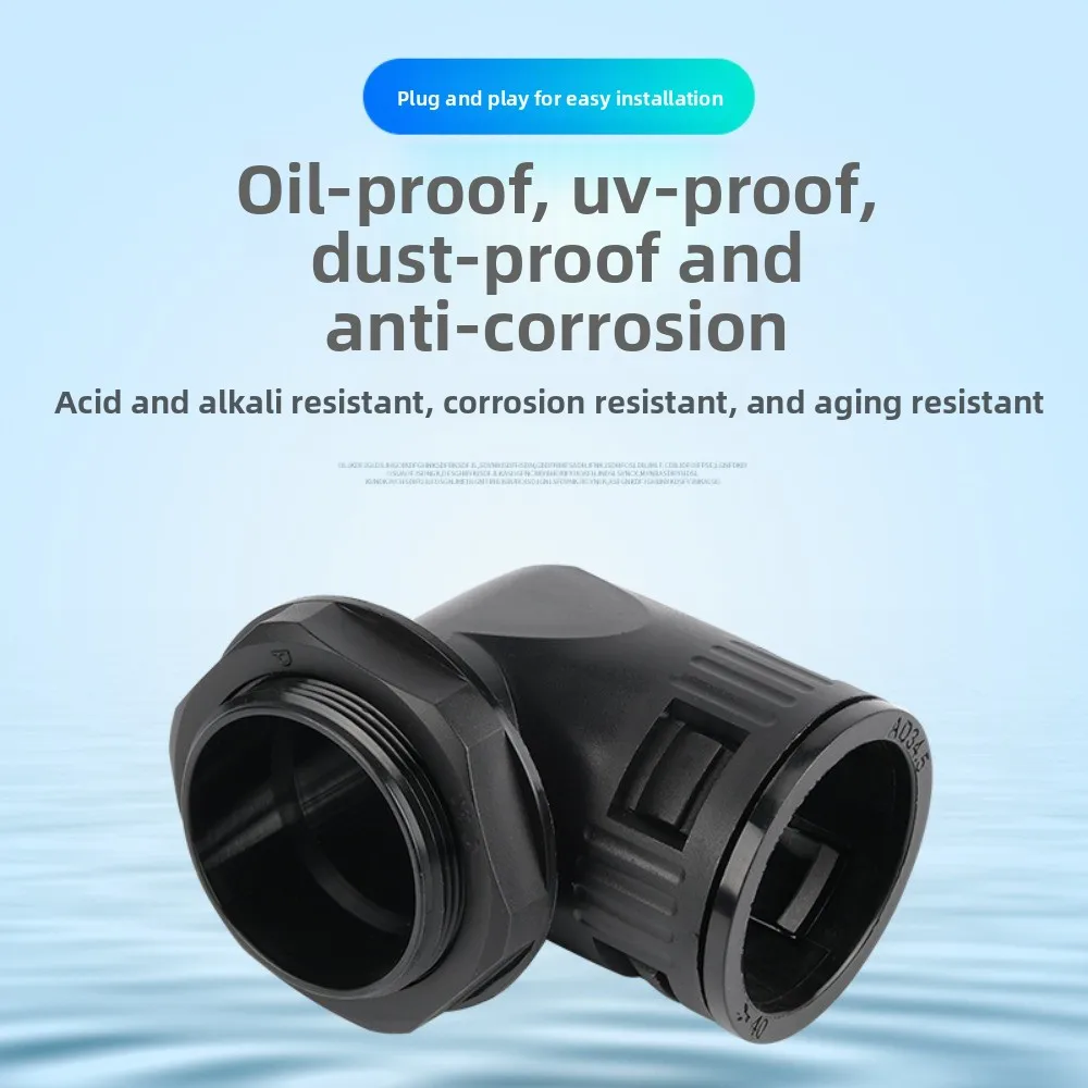 10PCS L type PA66 Plastic Corrugated Pipe Joint AD10-AD54.5 Protective Cable Nylon Hose Joint Dustproof and Flame Retardant