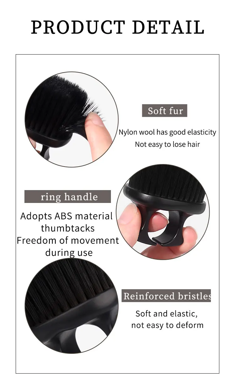 Friseursalon, professionelle Friseur-Haarkehrbürste, weiches Haar, Nylon-Fingerringbürste, tragbare Bartbürste, Reinigungskamm – Detail 6