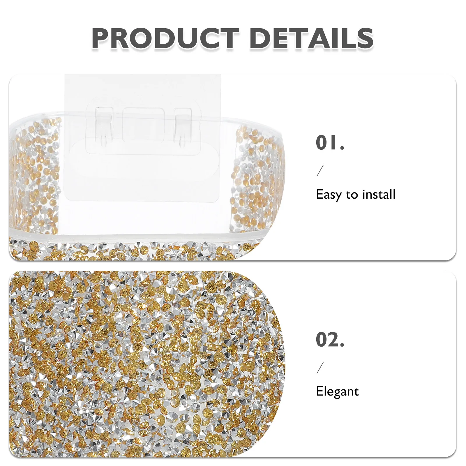 Golden Adhesive Rhinestone Toothbrush Holder Wall Mount Space-Saving Bathroom Organizer Waterproof Storage Rack Shower