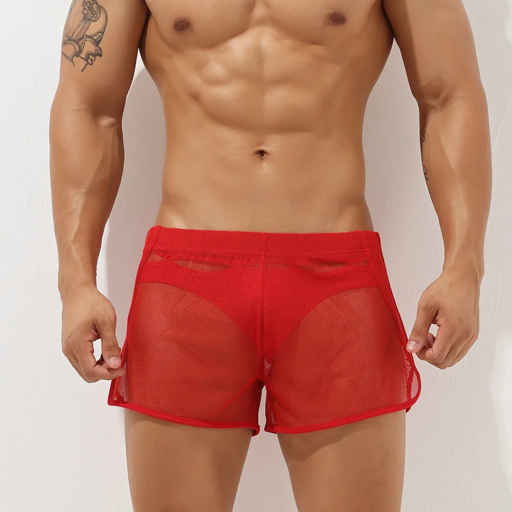 Men Mesh Sexy Swimming Trunks See Through Gay Swimming Shorts Sexy Underpants Men Home Pants Summer Beachwear Bathing Slips
