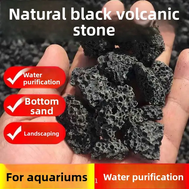 Large Black Volcanic Rock Pure Basalt Aquarium Water Purification Filter Pad Landscape Simulation Mountain Half Turtle Pet Su...