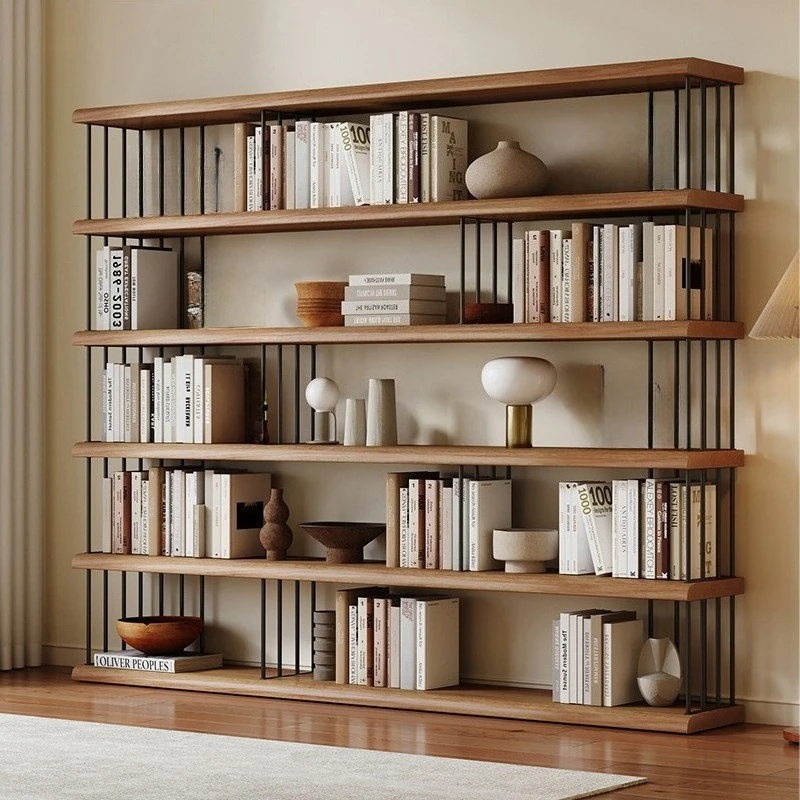 Modern simple solid wood multi-layer shelves, living room storage racks, practical display racks