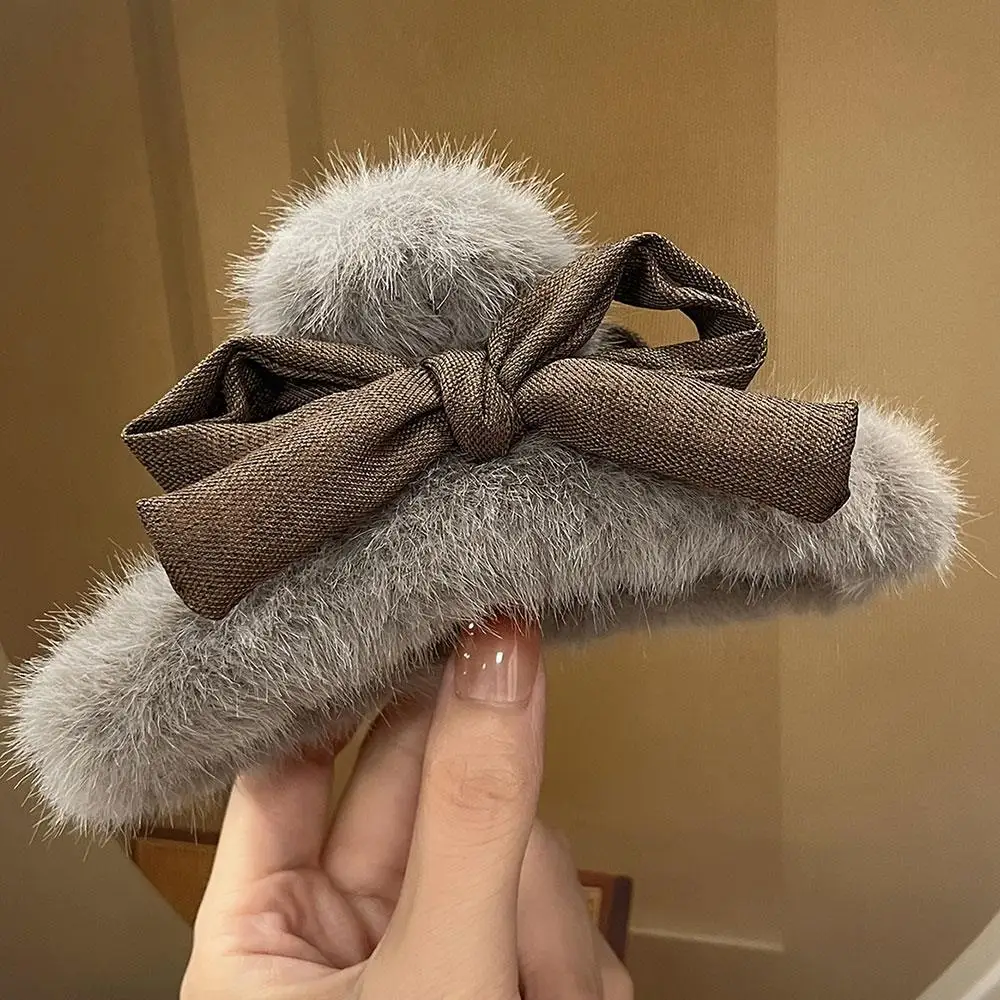 أرنب الفراء القوس مشبك شعر 13 سنتيمتر أنيقة أفخم مشبك شعر مخلب الكورية اضافية كبيرة تقليد الفراء أفخم القرش كليب إكسسوارات الشعر