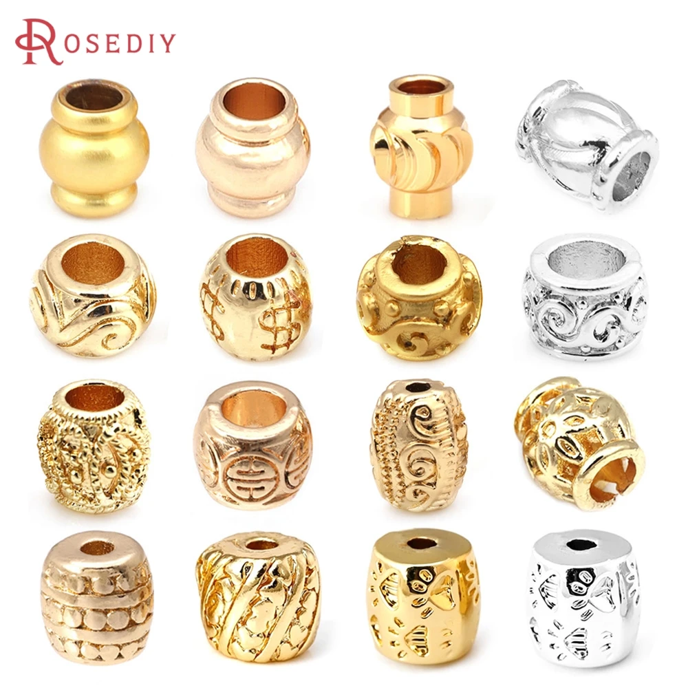 18K Gold Color Cylinder Barrel Shape Bracelets Spacer Beads High Quality Jewelry Making Bracelets Diy Accessories Materials