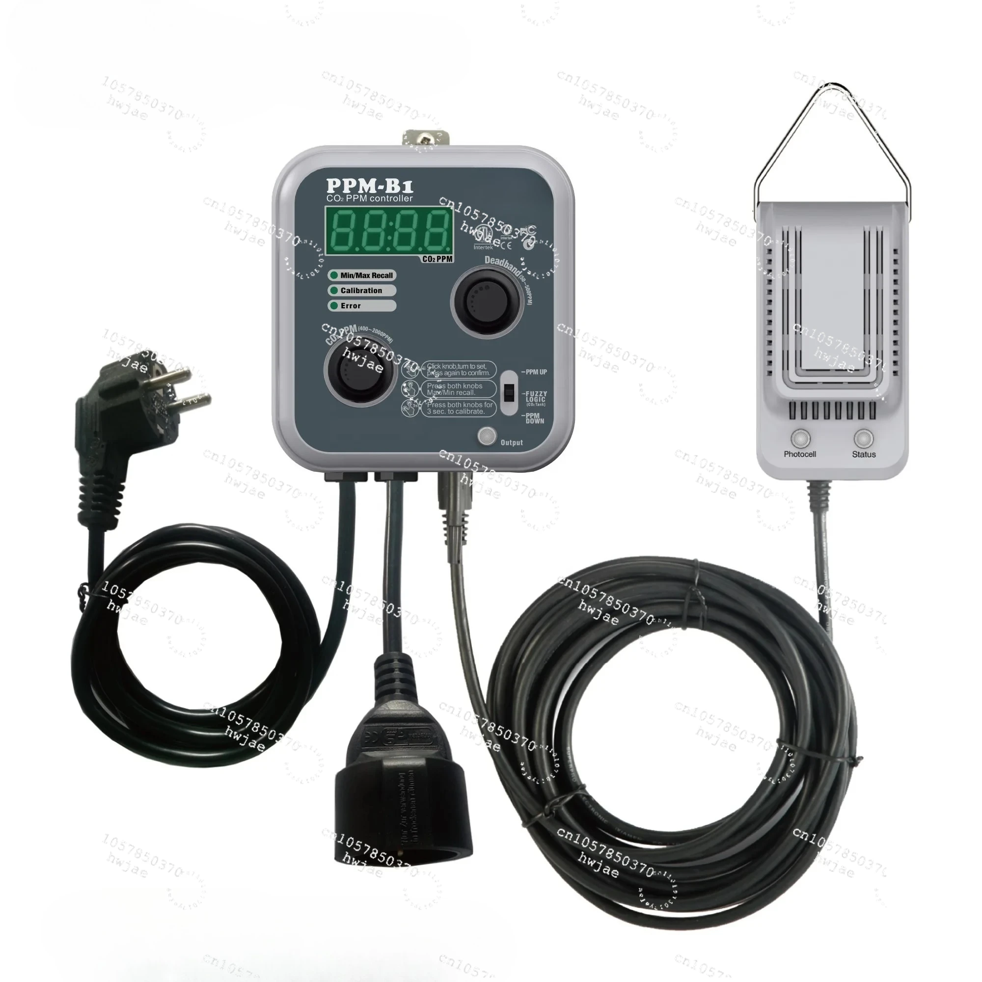 PPM-B1 Digital CO2 Controller with Fuzzy Logic, Hydroponic Grow Room CO2 Monitor & Regulator