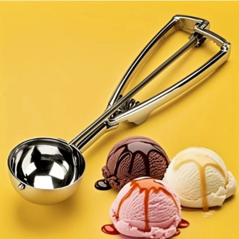 Ice Cream Spoon Kitchen Tools 3 Size Stainless Steel Spring Handle Mash Potato Watermelon Ball Scoop Home Kitchen Accessories
