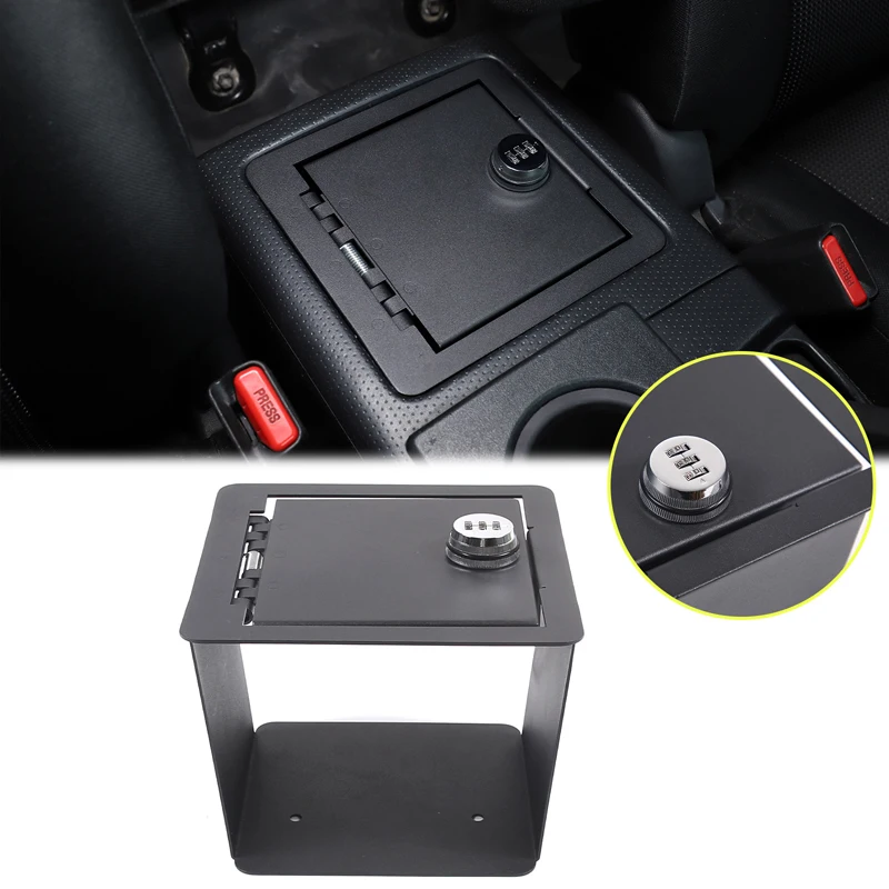 

For Toyota FJ Cruiser 2007-2021 Black Car Armrest Storage Privacy Password Lock Security Safe Box Car Interior Accessories