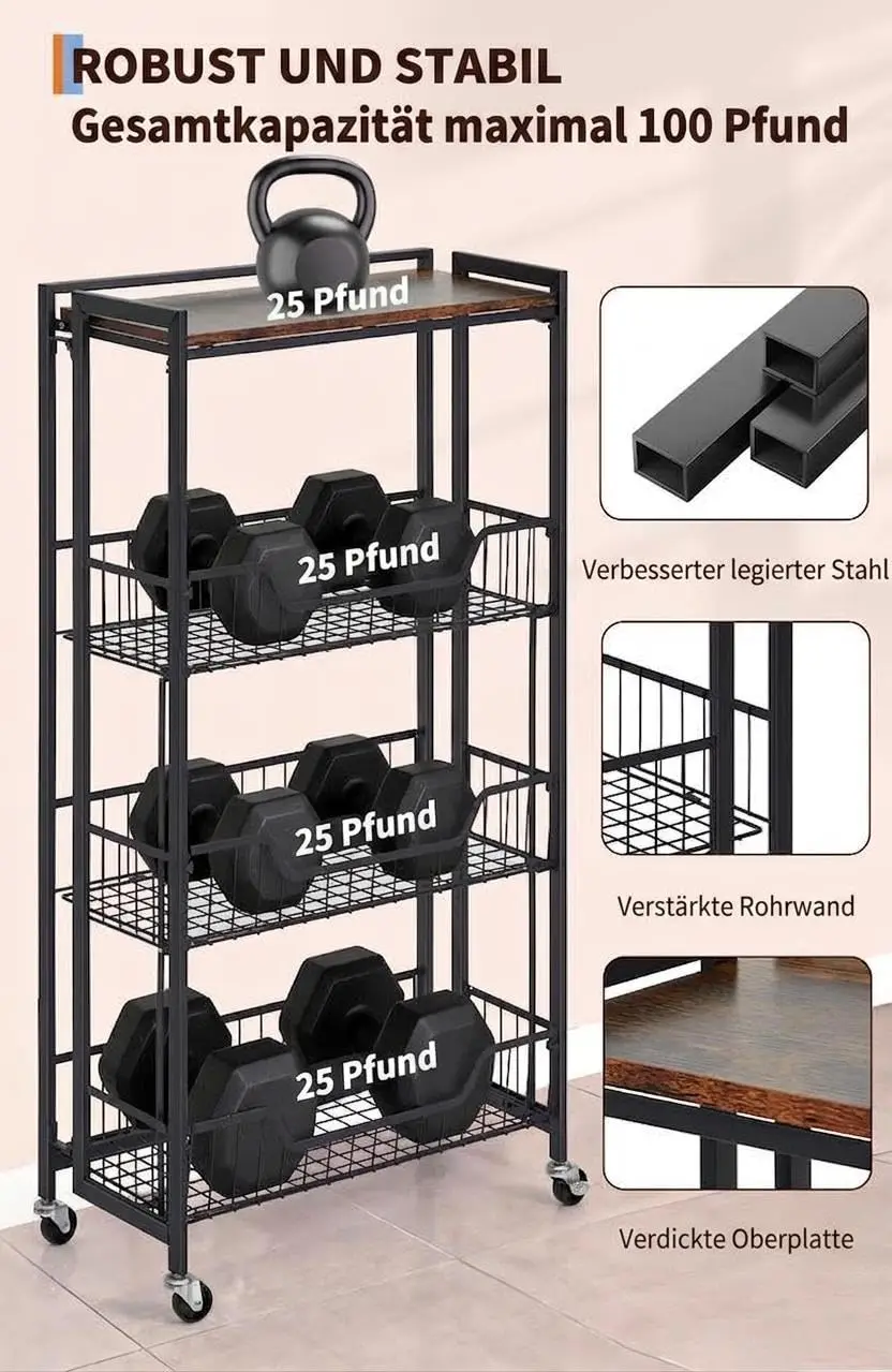 Large 4-Tier Foldable Storage Cart with Lockable Caster,39