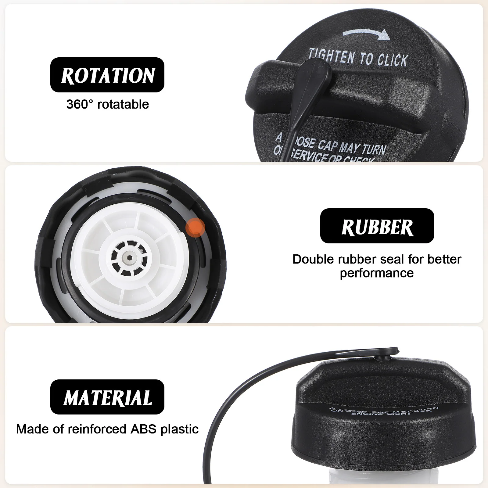 

Fuel Tank Cap Sturdy Plastic Easy Installation Gas Tank Cover Replacement Automotive Fuel Cap Repair Accessory