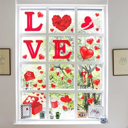 8 Sheets Sweet Valentine Wedding Window Clings Static Stickers Glass Art Decals Home Wall Stickers Door Wedding Party Supplies