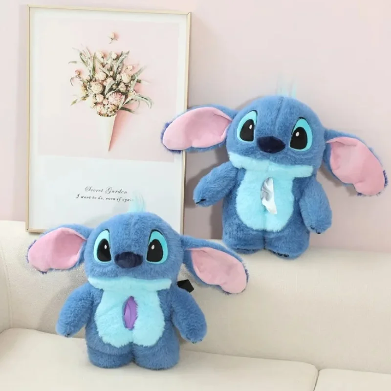 Anime Lovely Stuffed Plush Stitch Cute Stitch Tissue Cover Car Tissue Boxes Backseat Hanging Tissue Bag Box Plush Holder Cover