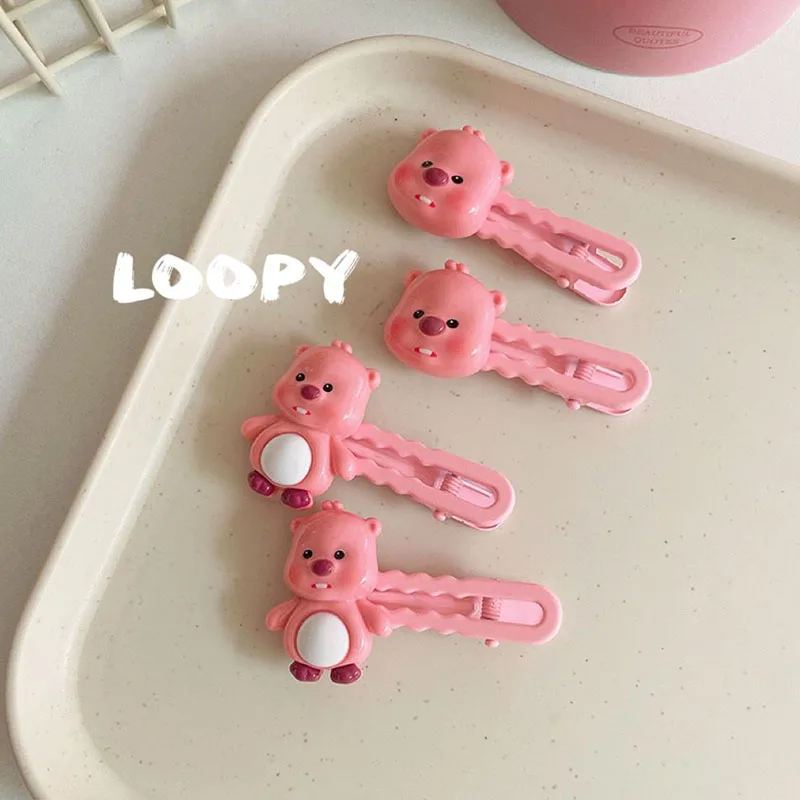 2pcs 2024 New Zanmang Loopy Fringe Clip Cute Cartoon Beaver Student Hairpin Kawaii Girls Hair Band Gripping Clip Toys Girl Gifts image 2