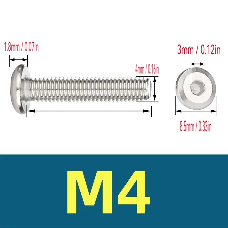 SS A2 M4 M5 M6 ألين رئيس مسامير برشام 304 سداسية من الفولاذ المقاوم للصدأ المقبس شقة رئيس مشترك البراغي الأثاث الجمعية النجارة DIY بها بنفسك #6