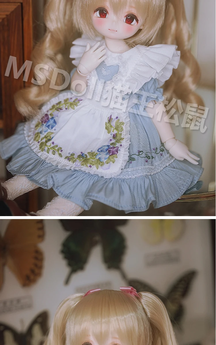 BJD Doll Wig 1/3 1/4 1/6 Handmade Bjd Doll Wig Curly Hair DIY Joints Doll Toy Fashion Fiber Double Tail Wig Dolls Accessories
