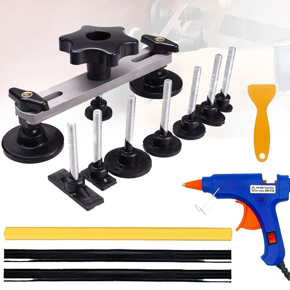 Kit de herramientas extractoras de reparación de abolladuras sin pintura, herramienta manual para extracción de abolladuras de carrocería de vehículo, reparación de daños, puente de fijación