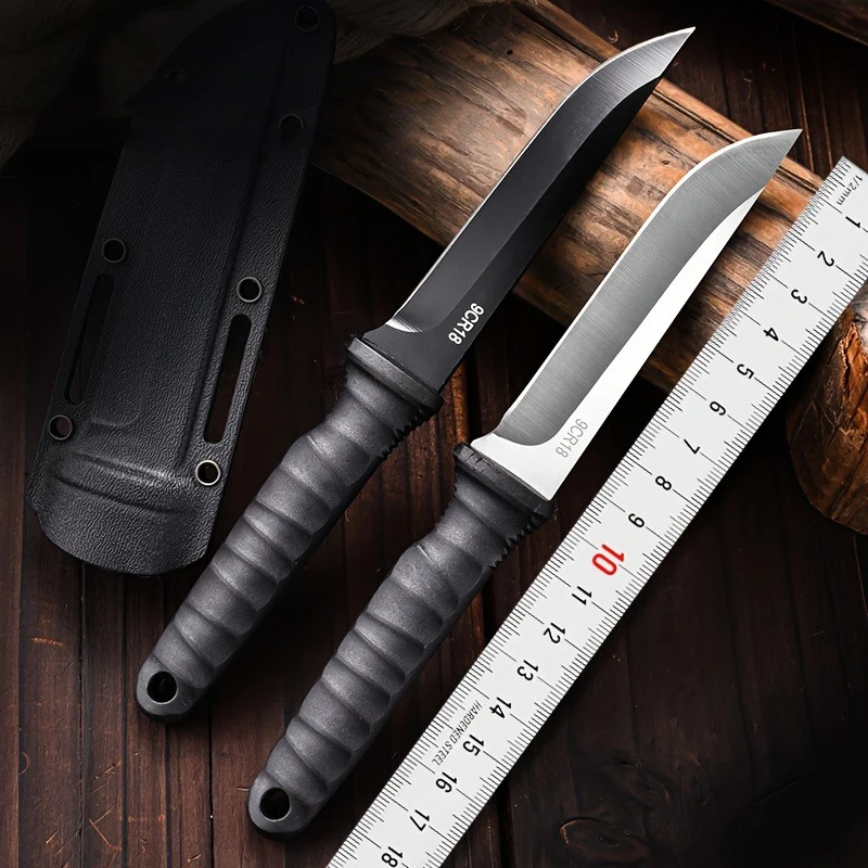 

Stainless steel sharp knife with portable safety cover, suitable for outdoor camping, hiking, fishing and other activities U9195