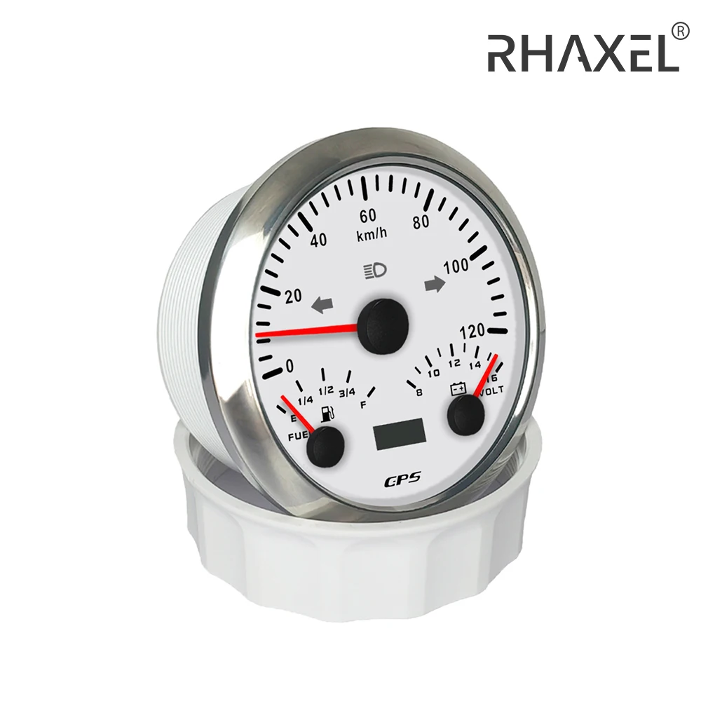 

RHAXEL 85mm Speedometer GPS 200km/h Gauge with Fuel Level Gauge 0-190ohm 240-33ohm Voltmeter 12V for Auto Motorcycle Boat