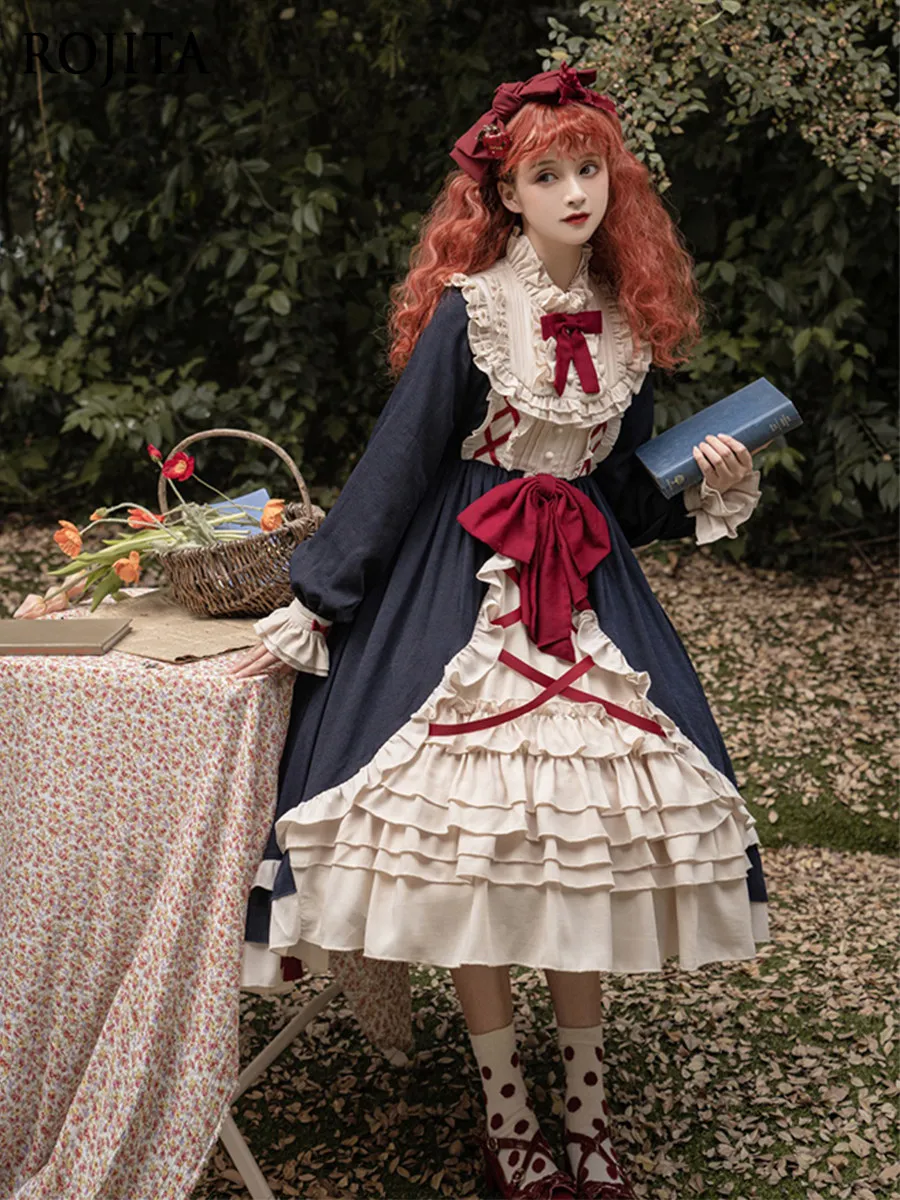 

Sweet and Cute Lolita Long Sleeve OP Daily Princess Dress 2026 Spring New Lolita Dress Women Gothic Blue Lolita Dress