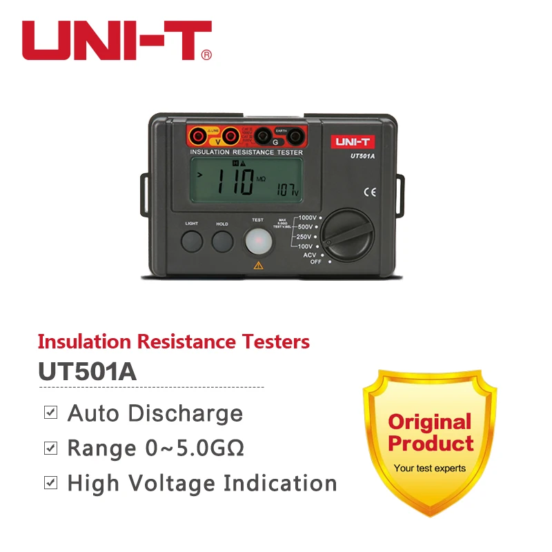 UNI-T UT501A Testery rezystancji izolacji 1000 V Cyfrowy miernik miliomowy 5GΩ Ohm Tester Auto Range
