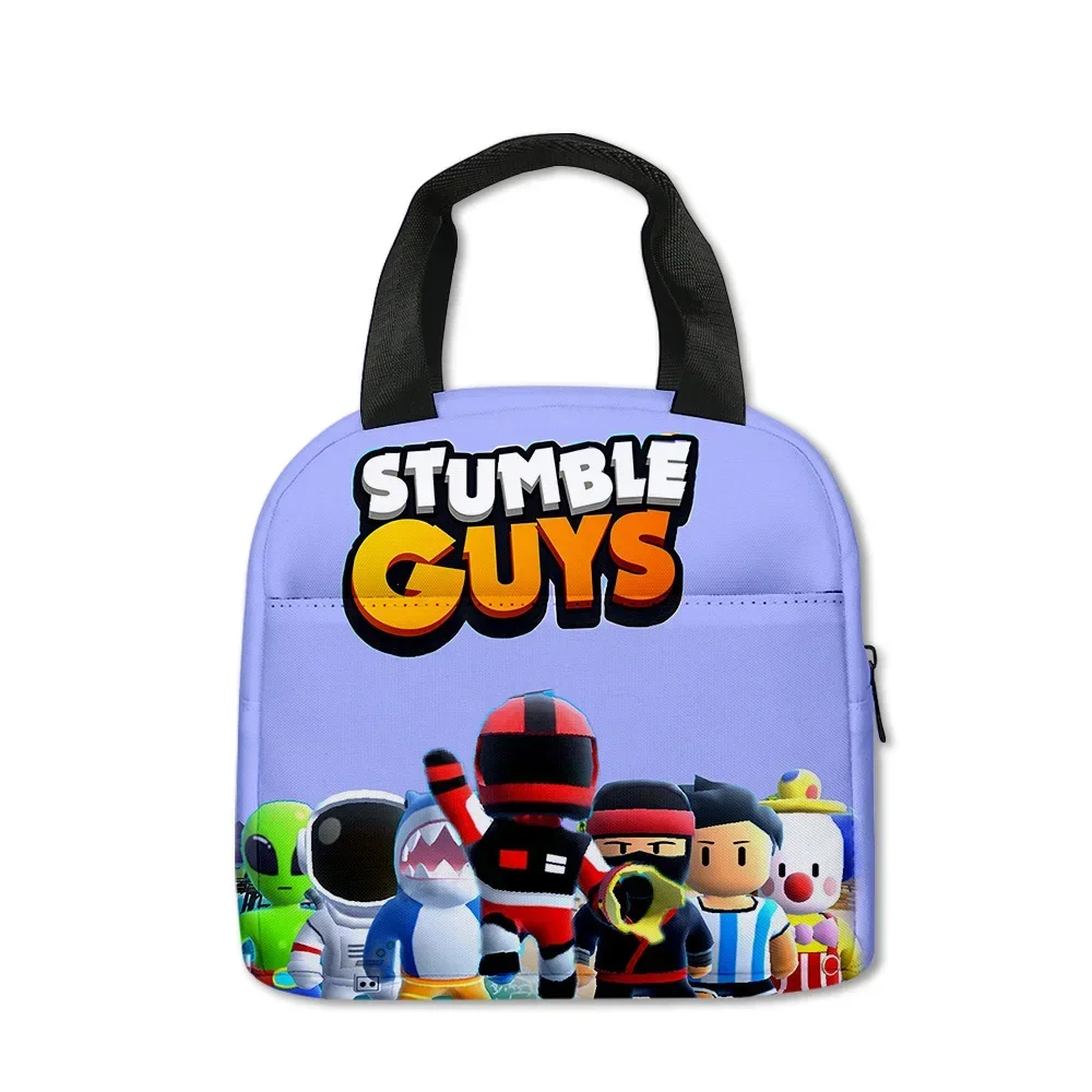 Stumble Guys Crash Party Lunch Bag Elementary School Student Handheld Ice Bag Kids Kawaii Cartoon School Bag Mochila