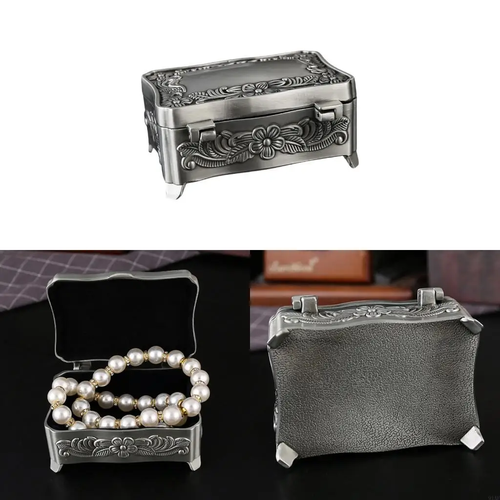 91AF Elegant European Zinc Alloy Jewelry Box For Necklace And Ring Storage