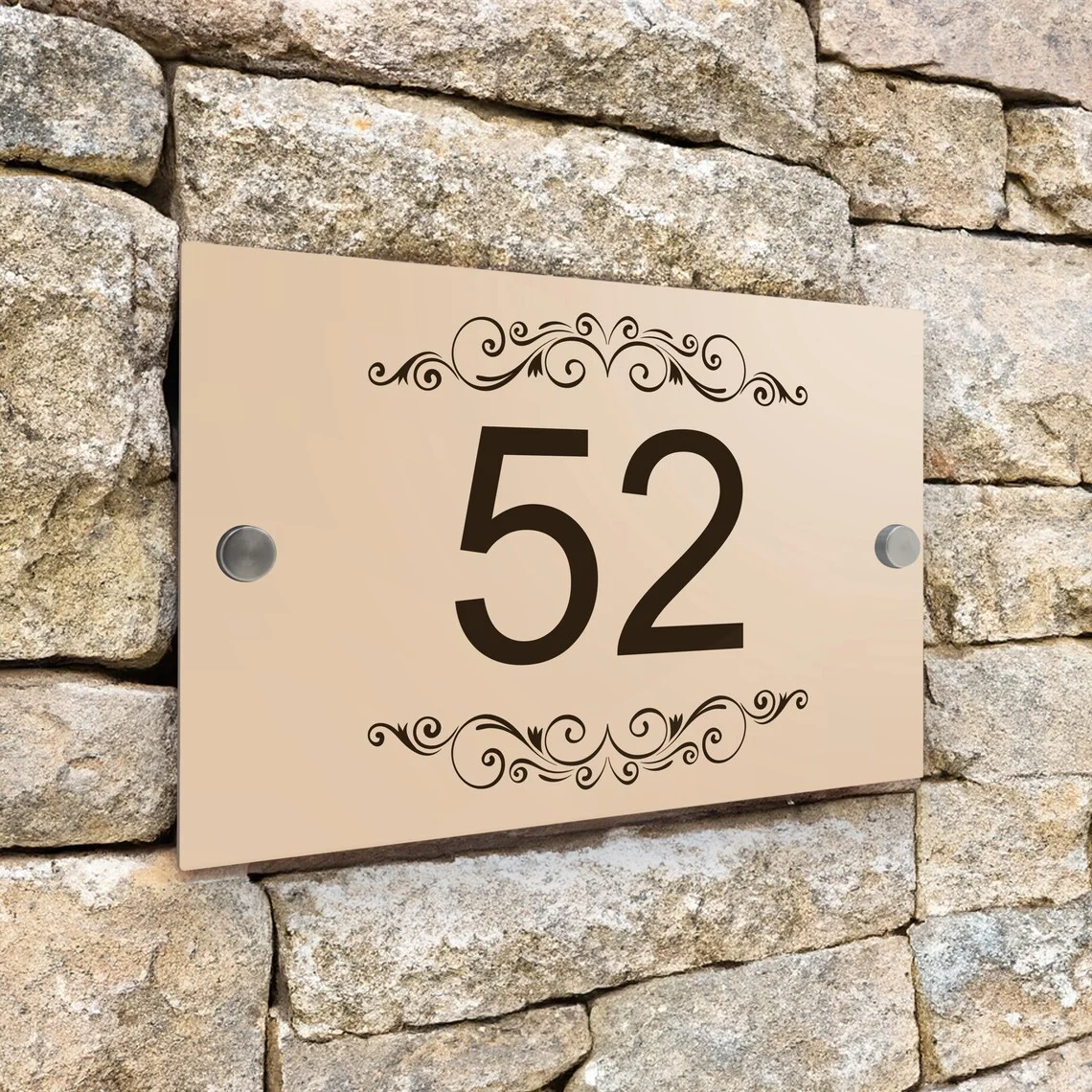

Custom Modern House Number Desert Beige House Door Number Plaque Personalized Home Number Ornament