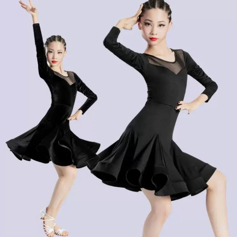 

Latin Kids Dance Costumes Ballroom Dancing Tango Competition Dancewear Children Rumba Samba Tango Performance Practice Wear