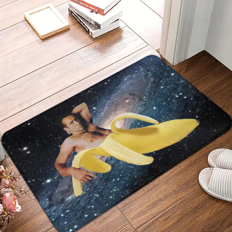 Nicolas Cage In A Banana Front Door Mat Anti-Slip Outdoor Waterproof Space Doormat Living Room Entrance Rug Carpet