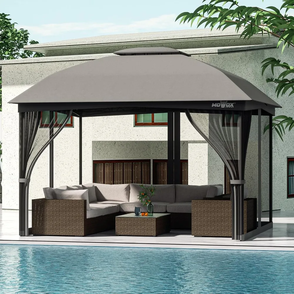 

Gazebo 10' x 12' with Mosquito Netting, Ventilation Double Roof Outdoor Canopy, Outdoor Gazebo for Patio, Garden, Lawn, Backyard