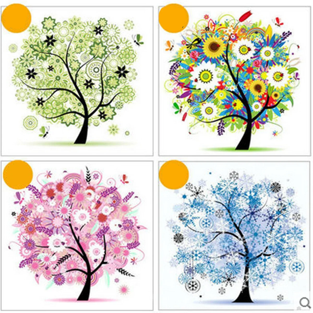 1pcolorful Four Seasons Tree Zestaw do haftu krzyżykowego Wiosna Lato Jesień Zima Salon Dom Dekoracyjny