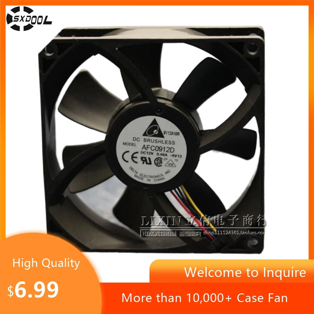 

For Delta AFC0912D 92x92x25mm 12V 0.46A Dual Ball Bearing 4800RPM 113CFM PWM Cooling Fan