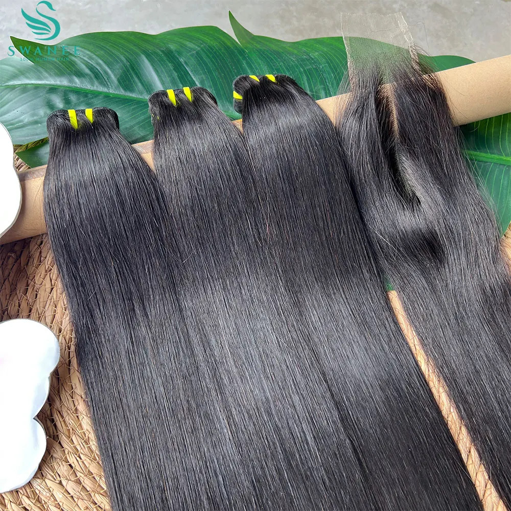 

Наборы прямых человеческих волос 15A с закрытием из HD-кружевы 2x6 с глубоким центральным разрезом, натуральные человеческие волосы с закрытиями