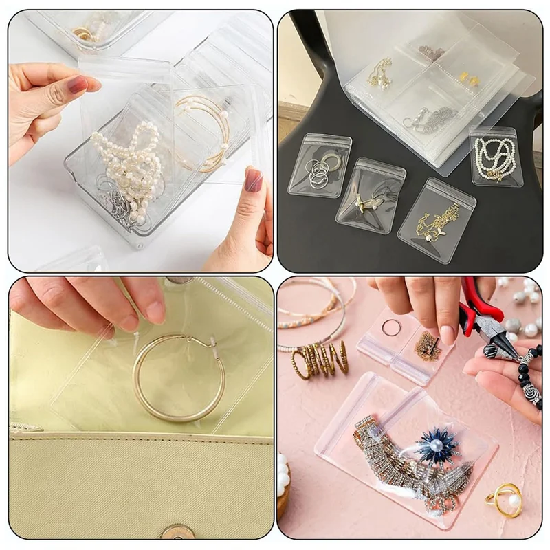 【Clearance Sale】30Pcs Clear Plastic Earring Pouch PVC Jewelry Bags With 12Pcs Anti Tarnish Strips Necklace Organizer For Jewelri