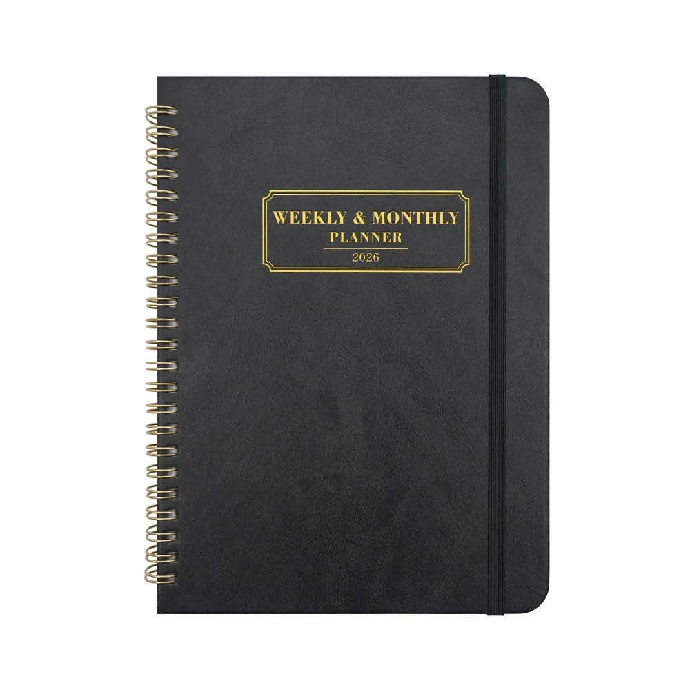 

Spiral A5 Weekly Planner Strong Twin-Wire 2026-2027 Business Agenda Notebook Notes Pages Binding strap Monthly Calendar Planner
