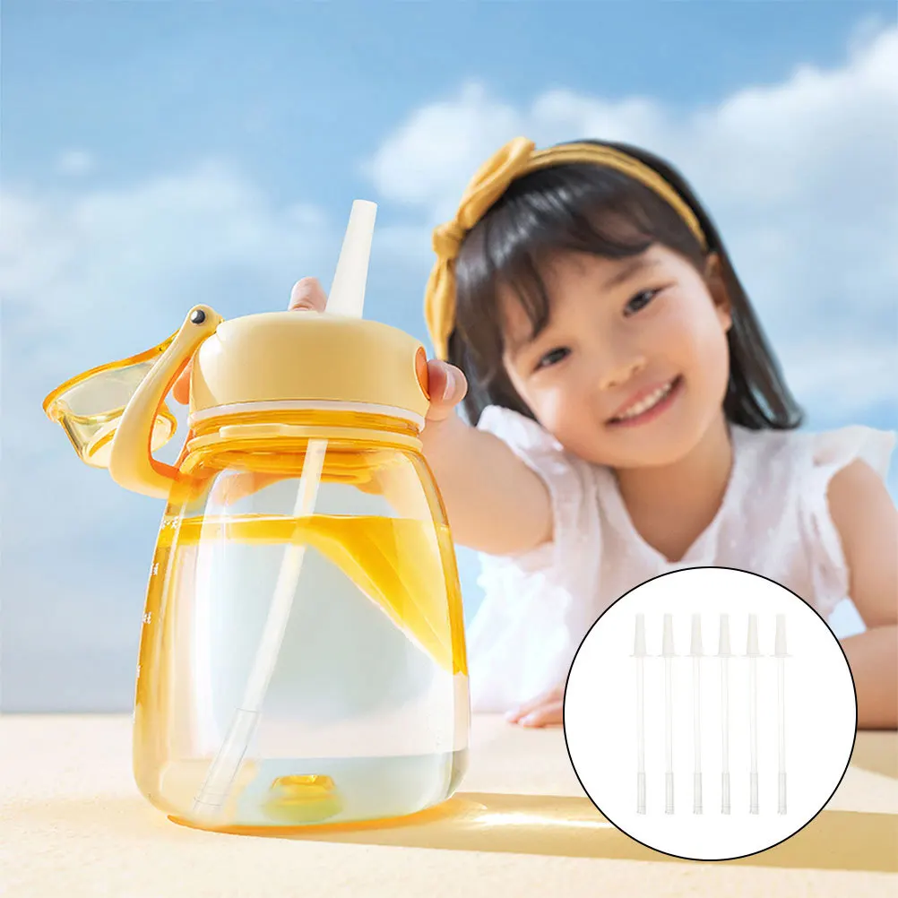 

6 set Reusable Silicone Straw For Water Bottle Smooth Burr-Free Detachable Design Camping Hiking Outdoor Multi-Function